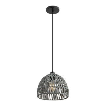 Campana 20" Bohemian Modern Woven Rattan/Iron LED Pendant